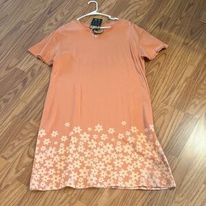 Peach Floral Short Sleeve Dress